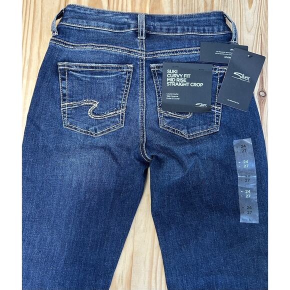 Silver Jeans Suki Mid Rise Straight Leg Jeans Medium Wash size 24x27 New W Tags. - Picture 11 of 15